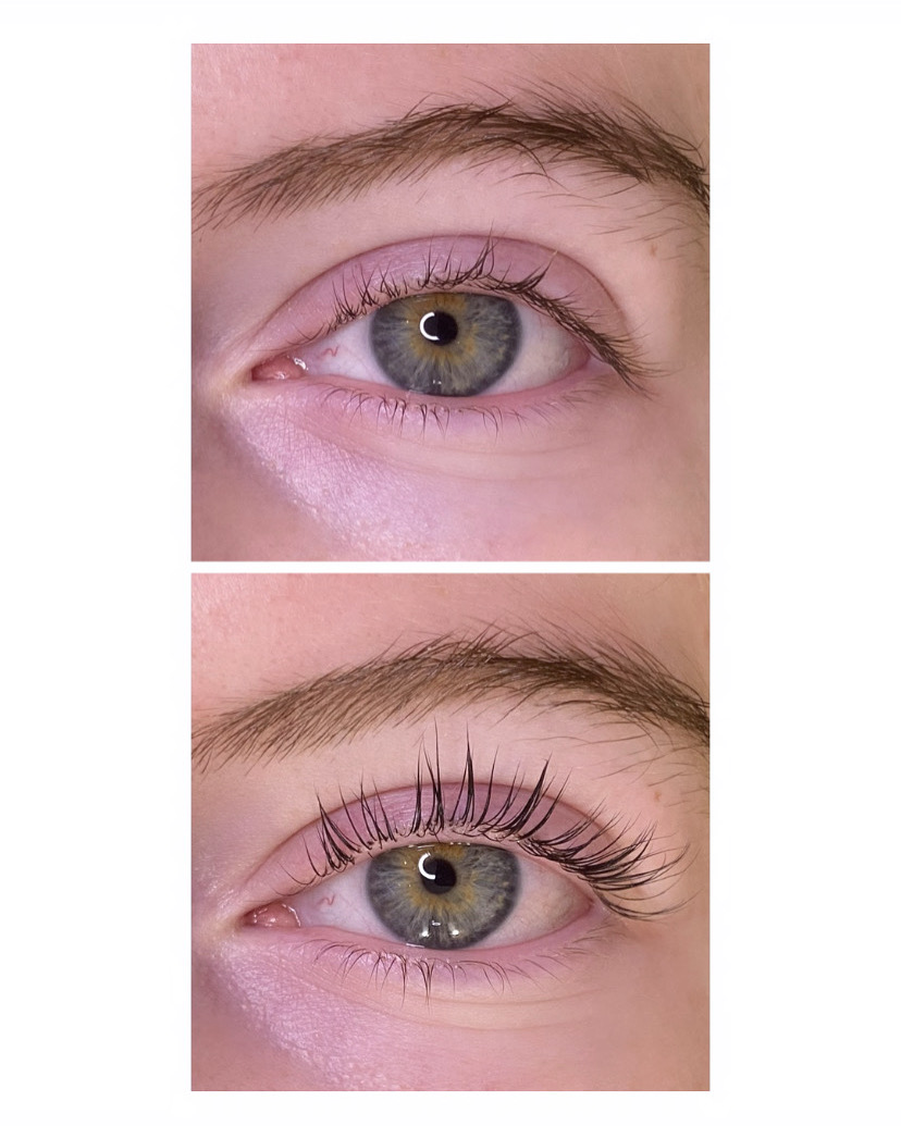 Rehaussement des cils avec teinture.